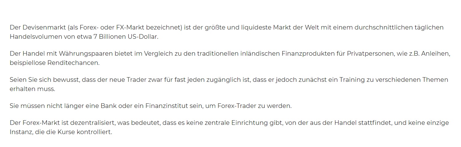 СapitalHoldings Währungspaare